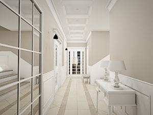 Dom pod Warszawą - "New York Style" - Duży beżowy biały hol / przedpokój, styl tradycyjny - zdjęcie od noomo studio architektury
