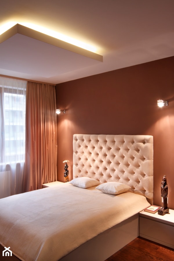 sypialnia z drewnianą łazienką - Sypialnia, styl nowoczesny - zdjęcie od noomo studio architektury