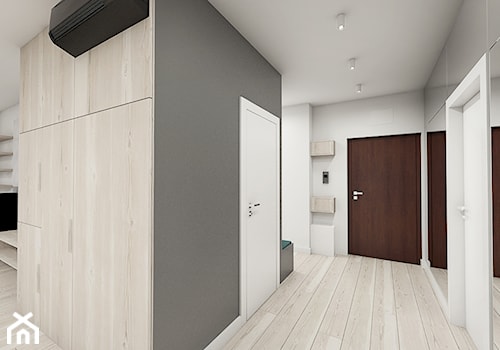 mieszkanie inspirowane skandynawskim stylem - Duży biały szary hol / przedpokój, styl skandynawski - zdjęcie od noomo studio architektury