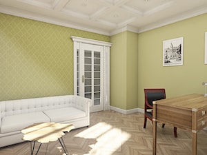 Dom pod Warszawą - "New York Style" - Średnie w osobnym pomieszczeniu z sofą zielone biuro, styl tradycyjny - zdjęcie od noomo studio architektury