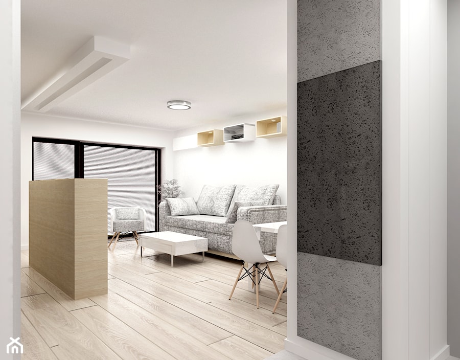 mieszkanie dla singla - 3 pokoje w stylistyce skandynawskiej - Salon, styl skandynawski - zdjęcie od noomo studio architektury