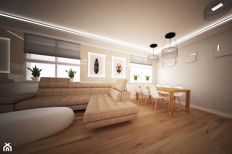 duży apartament dla 4 osobowej rodziny - Salon, styl nowoczesny - zdjęcie od noomo studio architektury