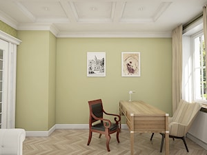 Dom pod Warszawą - "New York Style" - Duże w osobnym pomieszczeniu z sofą żółte biuro, styl tradycyjny - zdjęcie od noomo studio architektury