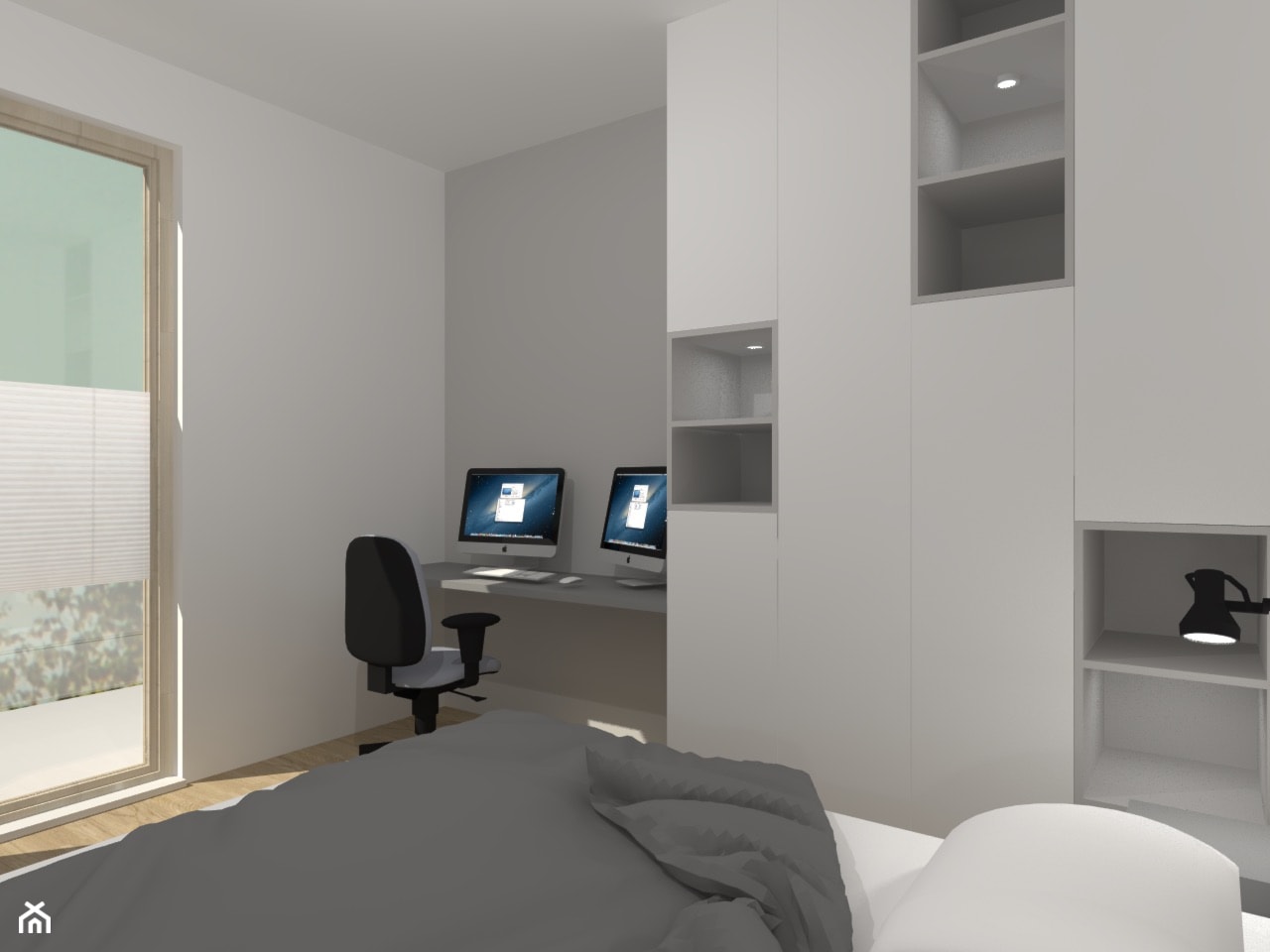 funkcjonalne dwa pokoje - Sypialnia, styl nowoczesny - zdjęcie od noomo studio architektury - Homebook