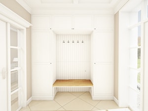 Dom pod Warszawą - "New York Style" - Średni z wieszakiem beżowy biały hol / przedpokój, styl tradycyjny - zdjęcie od noomo studio architektury