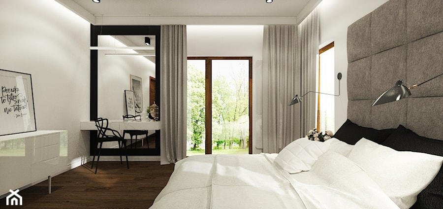 Dom pod Łodzią - Średnia biała sypialnia, styl nowoczesny - zdjęcie od KINGA KIRKICKA Architektura Wnętrz