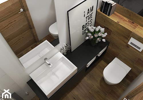 BIAŁO-CZARNA ŁAZIENKA - Mała łazienka, styl nowoczesny - zdjęcie od KINGA KIRKICKA Architektura Wnętrz