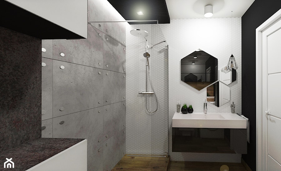Łazienka - styl nowoczesny - Średnia na poddaszu bez okna łazienka, styl nowoczesny - zdjęcie od KINGA KIRKICKA Architektura Wnętrz
