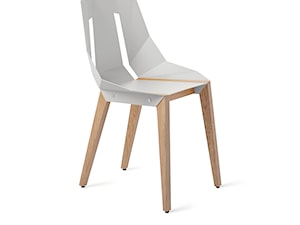 DIAGO krzesło / biały popielaty / nogi fornirowane dębem - zdjęcie od TABANDA