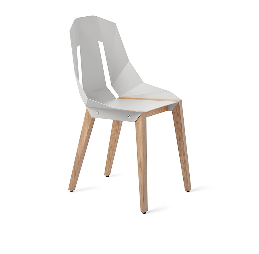 DIAGO krzesło / biały popielaty / nogi fornirowane dębem - zdjęcie od TABANDA