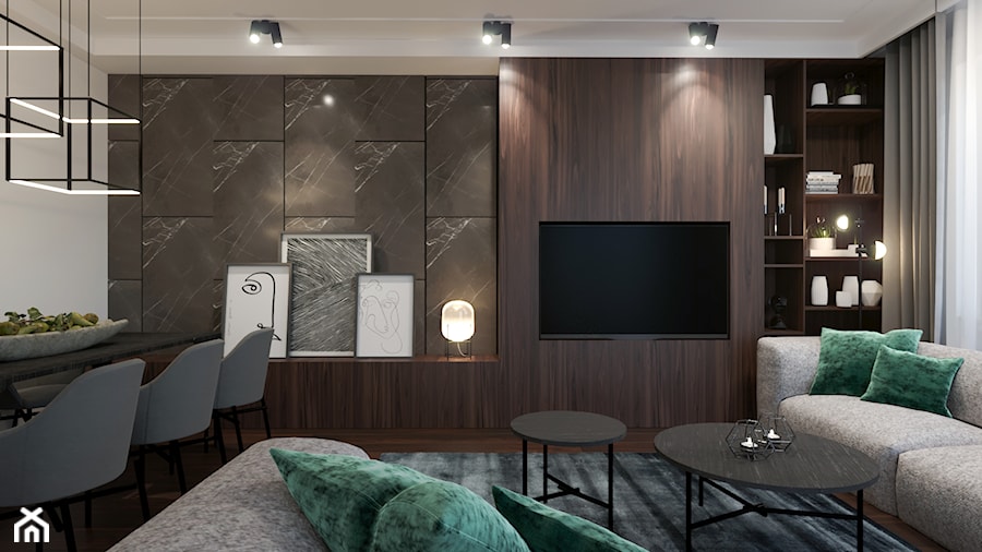 MODERN BROWN - Średni czarny szary salon, styl nowoczesny - zdjęcie od MARTA PERSKA INTERIORS