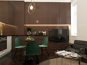 KAWALERKA NA GAGARINA - Mały biały salon z kuchnią z jadalnią, styl nowoczesny - zdjęcie od MARTA PERSKA INTERIORS