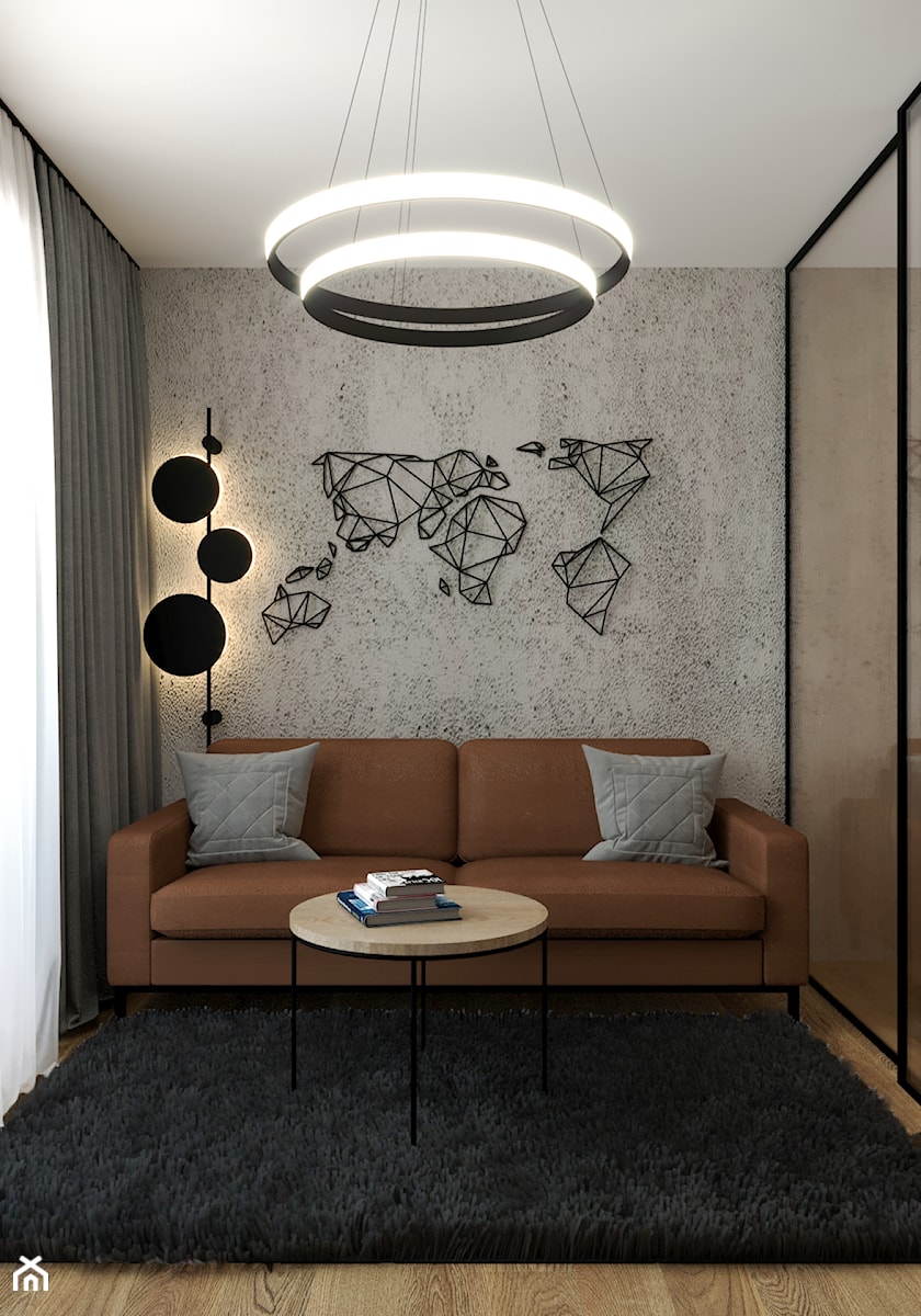 MINIMALISTYCZNY APARTAMENT NA POWIŚLU - Małe w osobnym pomieszczeniu z sofą szare biuro, styl nowoczesny - zdjęcie od MARTA PERSKA INTERIORS