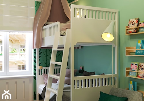 LEŚNY POKÓJ DZIECIĘCY - Mały zielony pokój dziecka dla dziecka dla nastolatka dla chłopca dla dziewczynki dla rodzeństwa, styl nowoczesny - zdjęcie od MARTA PERSKA INTERIORS