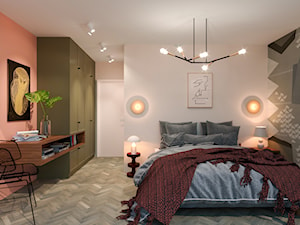 PONADCZASOWY MOKOTÓW - Duża beżowa różowa sypialnia, styl nowoczesny - zdjęcie od MARTA PERSKA INTERIORS