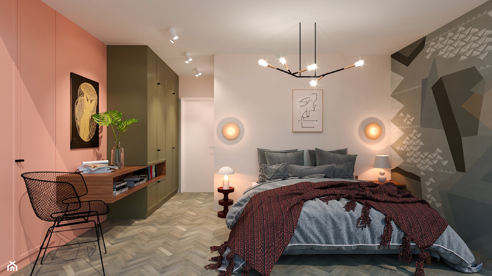 PONADCZASOWY MOKOTÓW - Duża beżowa różowa sypialnia, styl nowoczesny - zdjęcie od MARTA PERSKA INTERIORS - Homebook