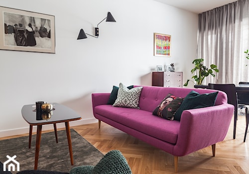 SALON VINTAGE - Mały biały salon z jadalnią, styl vintage - zdjęcie od MARTA PERSKA INTERIORS