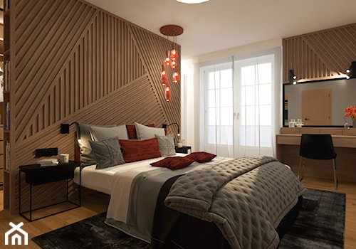 MODERN&COZY - Średnia szara z biurkiem sypialnia, styl nowoczesny - zdjęcie od MARTA PERSKA INTERIORS