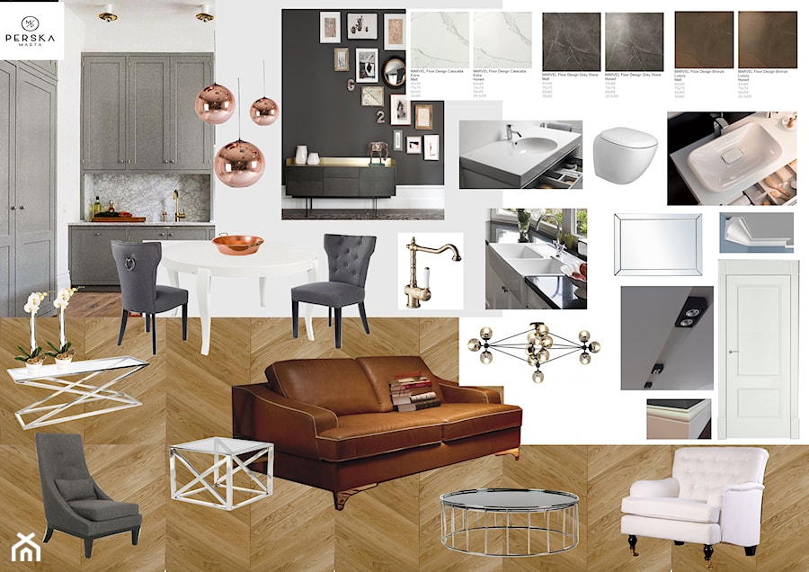 MOOD BOARD DO PROJEKTU APARTAMENTU W STYLU EKLEKTYCZNYM - zdjęcie od MARTA PERSKA INTERIORS