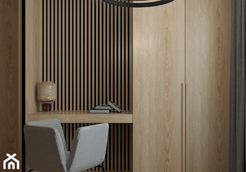 MINIMALISTYCZNY APARTAMENT NA POWIŚLU - Małe z zabudowanym biurkiem biuro, styl nowoczesny - zdjęcie od MARTA PERSKA INTERIORS