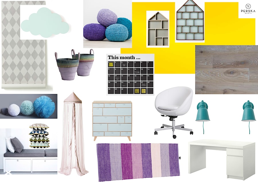 MOOD BOARD DO PROJEKTU POKOJU DZIECIĘCEGO - zdjęcie od MARTA PERSKA INTERIORS