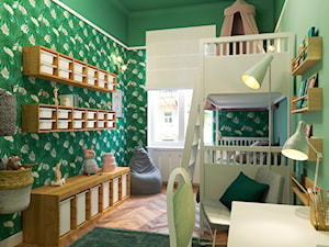 LEŚNY POKÓJ DZIECIĘCY - Średni zielony pokój dziecka dla dziecka dla nastolatka dla chłopca dla dziewczynki dla rodzeństwa, styl nowoczesny - zdjęcie od MARTA PERSKA INTERIORS