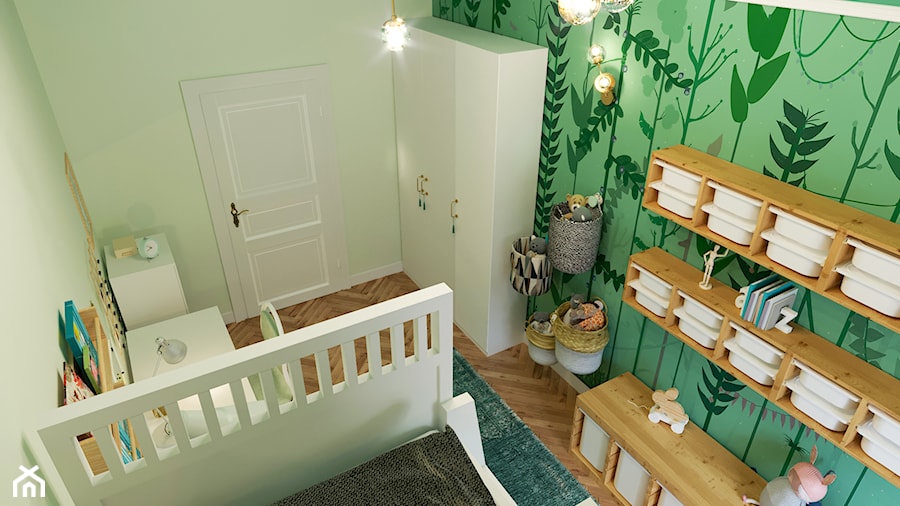 LEŚNY POKÓJ DZIECIĘCY - Średni biały zielony pokój dziecka dla dziecka dla nastolatka dla chłopca dla dziewczynki, styl nowoczesny - zdjęcie od MARTA PERSKA INTERIORS