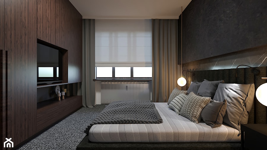MODERN BROWN - Średnia biała sypialnia, styl nowoczesny - zdjęcie od MARTA PERSKA INTERIORS