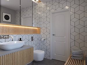 MODERN&COZY - Średnia bez okna z lustrem z punktowym oświetleniem łazienka, styl nowoczesny - zdjęcie od MARTA PERSKA INTERIORS