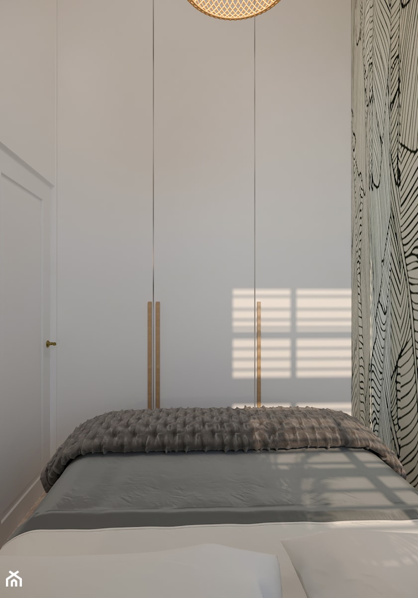 KAWALERKA NA WYNAJEM W CENTRUM MIASTA - Mała biała sypialnia, styl skandynawski - zdjęcie od MARTA PERSKA INTERIORS