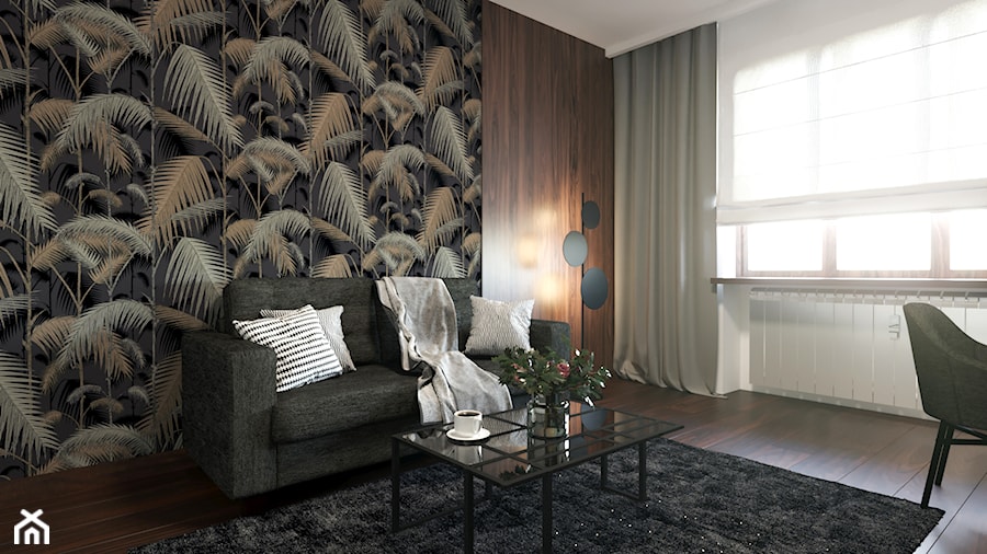 MODERN BROWN - Średnie w osobnym pomieszczeniu z sofą szare zielone biuro, styl nowoczesny - zdjęcie od MARTA PERSKA INTERIORS