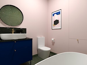 PONADCZASOWY MOKOTÓW - Średnia bez okna z lustrem z marmurową podłogą łazienka, styl nowoczesny - zdjęcie od MARTA PERSKA INTERIORS
