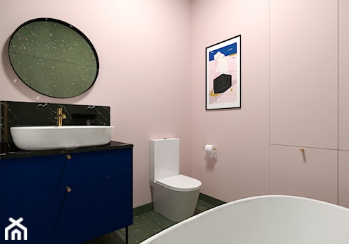 PONADCZASOWY MOKOTÓW - Średnia bez okna z lustrem z marmurową podłogą łazienka, styl nowoczesny - zdjęcie od MARTA PERSKA INTERIORS