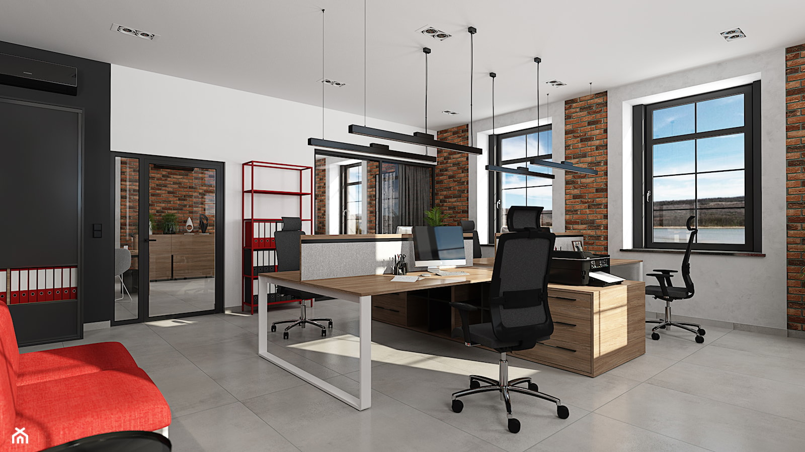 Projekt loftowego biura U01_2020 Bielawa - Wnętrza publiczne, styl industrialny - zdjęcie od Aretzky Design - Homebook