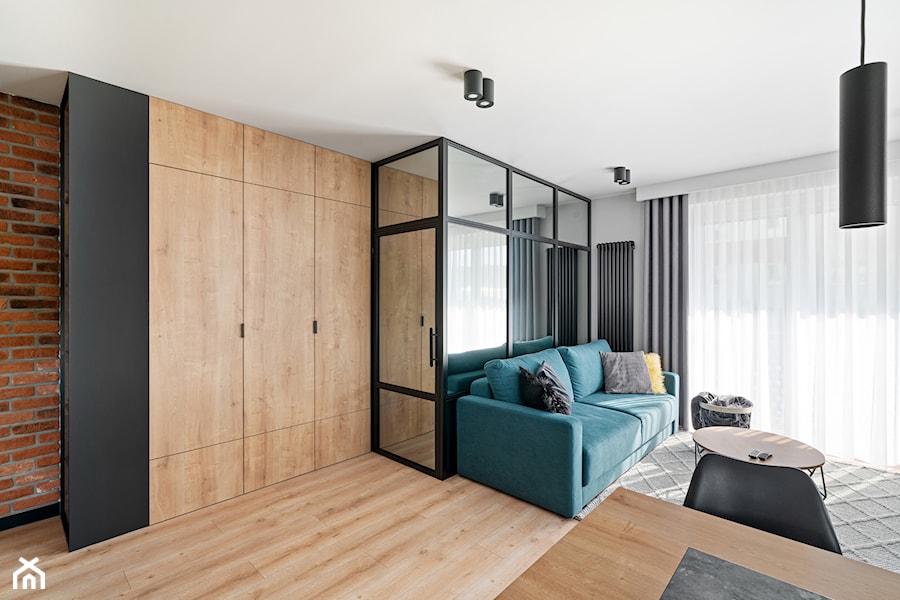 Realizacja loftowego mieszkania M01_2022 Bielawa - Salon, styl industrialny - zdjęcie od Aretzky Design