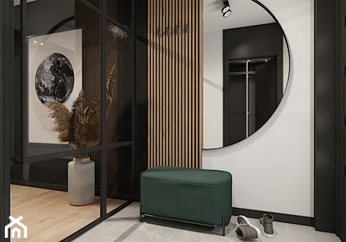 Projekt minimalistycznej strefy dziennej oraz sypialni D02_2020 Bielawa - Hol / przedpokój, styl mi ... - zdjęcie od Aretzky Design