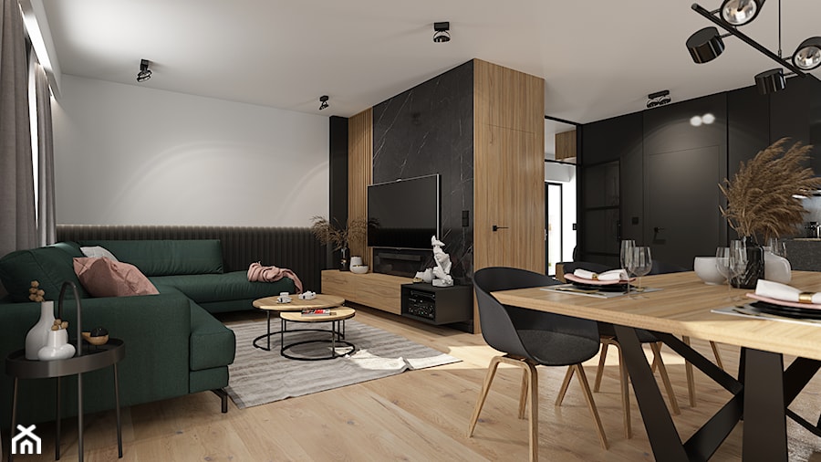 Projekt minimalistycznego domu D01_2021 Wrocław - Salon, styl minimalistyczny - zdjęcie od Aretzky Design