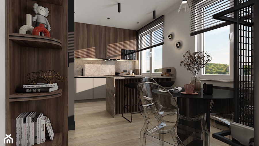 Projekt małego mieszkania M01_2023 Dzierżoniów - Jadalnia, styl nowoczesny - zdjęcie od Aretzky Design