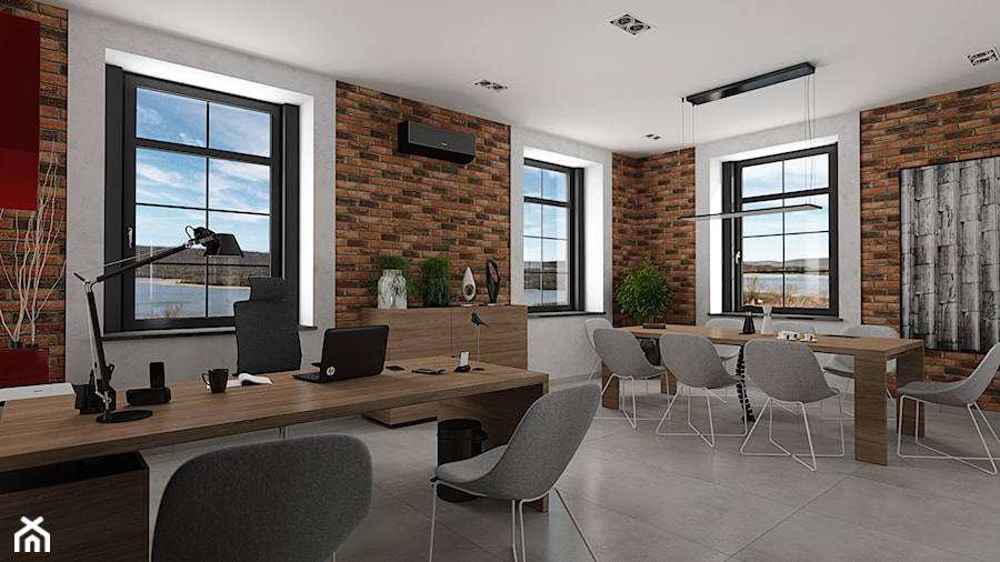 Projekt loftowego biura U01_2020 Bielawa - Wnętrza publiczne, styl industrialny - zdjęcie od Aretzky Design