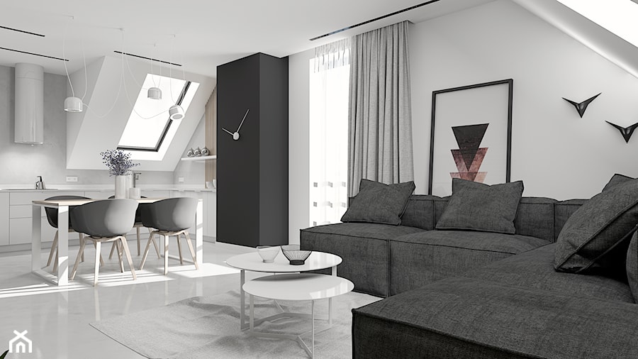 Projekt minimalistycznego salonu D02_2019 Jaworzno - Średni salon, styl minimalistyczny - zdjęcie od Aretzky Design