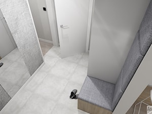 Projekt mieszkania w stylu nowoczesnym M01_2018 Świdnica - Mały biały hol / przedpokój, styl minimalistyczny - zdjęcie od Aretzky Design