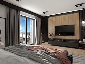 Projekt minimalistycznej strefy dziennej oraz sypialni D02_2020 Bielawa - Sypialnia, styl minimalistyczny - zdjęcie od Aretzky Design
