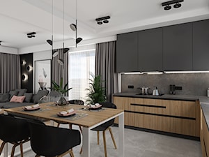 Projekt minimalistycznej strefy dziennej oraz sypialni D02_2020 Bielawa - Kuchnia, styl minimalistyczny - zdjęcie od Aretzky Design