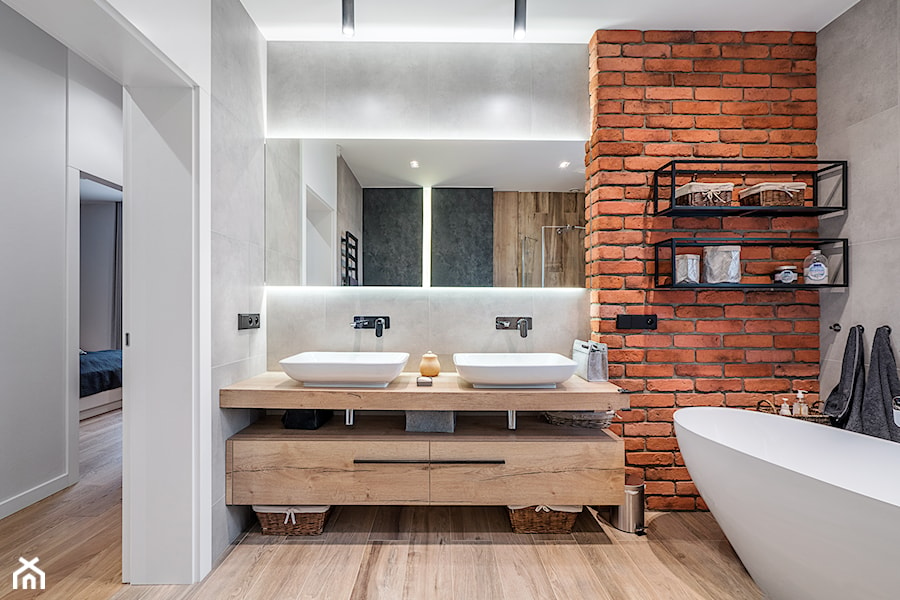 Realizacja domu w stylu soft loft D01_2019 Burkatów - Łazienka, styl industrialny - zdjęcie od Aretzky Design