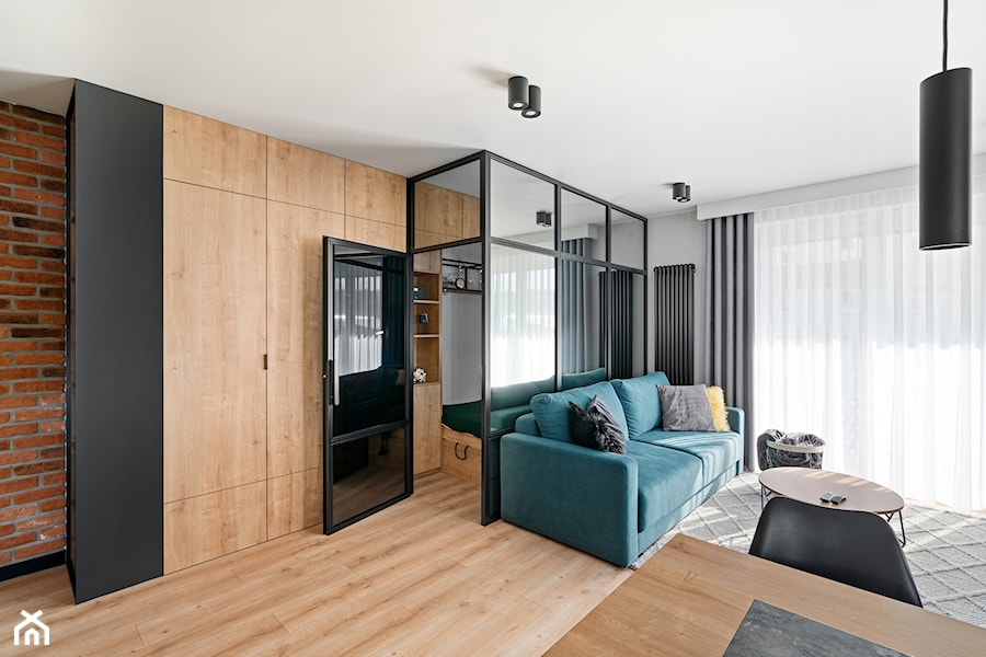 Realizacja loftowego mieszkania M01_2022 Bielawa - Salon, styl industrialny - zdjęcie od Aretzky Design
