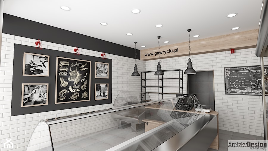 Projekt sklepu mięsnego U01_2018 Bielawa - Wnętrza publiczne, styl industrialny - zdjęcie od Aretzky Design