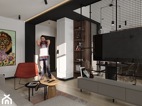 Aranżacje wnętrz - Salon: Projekt małego mieszkania M01_2023 Dzierżoniów - Salon, styl nowoczesny - Aretzky Design. Przeglądaj, dodawaj i zapisuj najlepsze zdjęcia, pomysły i inspiracje designerskie. W bazie mamy już prawie milion fotografii!