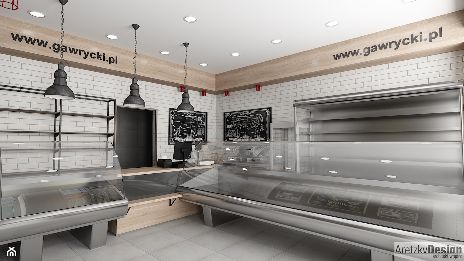Projekt sklepu mięsnego U01_2018 Bielawa - Wnętrza publiczne, styl industrialny - zdjęcie od Aretzky Design - Homebook