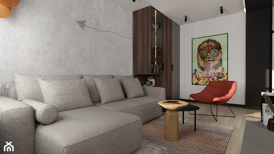 Projekt małego mieszkania M01_2023 Dzierżoniów - Salon, styl nowoczesny - zdjęcie od Aretzky Design