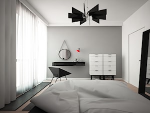 Apartament w Nordic Haven, Bydgoszcz - Średnia biała szara sypialnia, styl nowoczesny - zdjęcie od meinDESIGN
